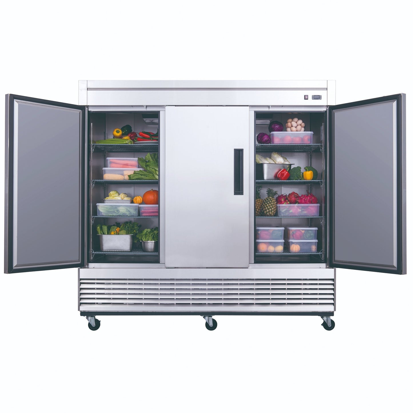 Advance Kitchen Pros - D83R, Commercial 82-5/8" 3 Solid Door Reach-In Refrigerator