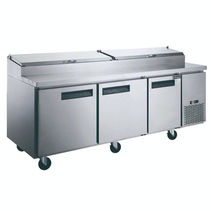 Dukers - DPP90-12-S3, Commercial 90" 3 Door Pizza Prep Table Refrigerator