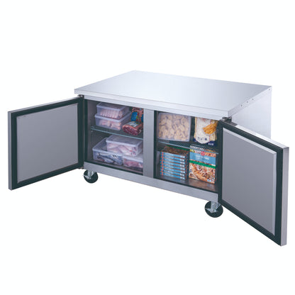 Dukers DUC60F, 60" 2 Door Undercounter Commercial Freezer in Stainless Steel