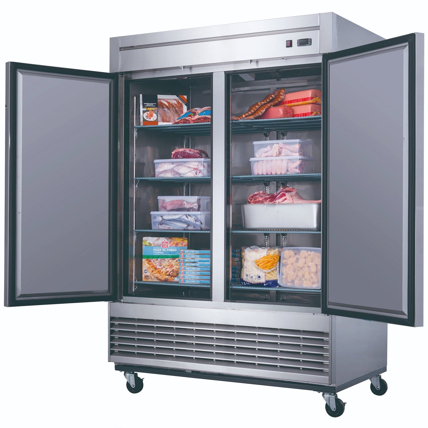 Advance Kitchen Pros - D55F, Commercial 55-1/8″ 2 Solid Door Reach-In Stainless Steel Freezer