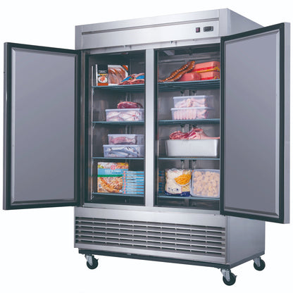 Advance Kitchen Pros - D55F, Commercial 55-1/8″ 2 Solid Door Reach-In Stainless Steel Freezer