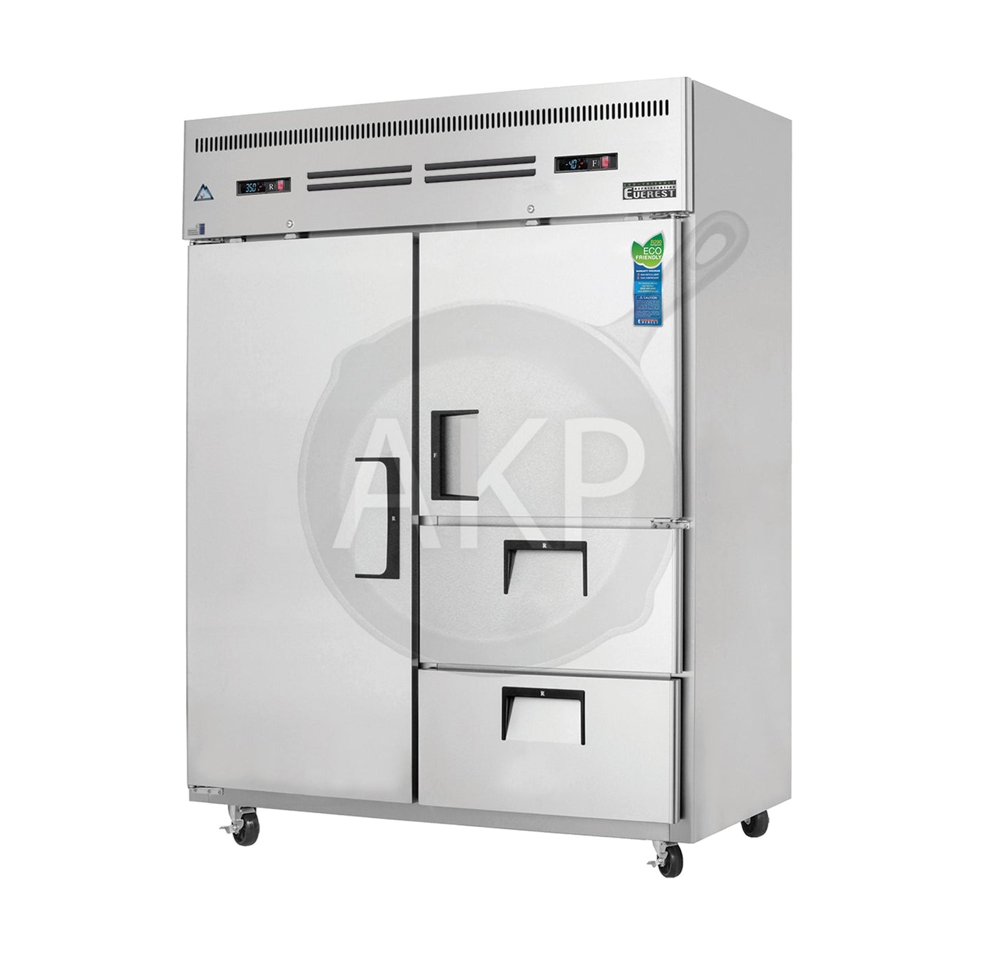 Everest - ESWQ2D2, Commercial 1 Door, 1 Half Door & 2 Drawer Combo Dual Temp Refrigerator and Freezer