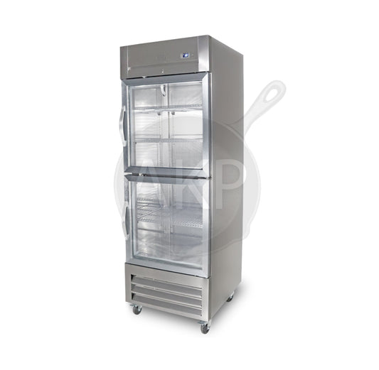 Kelvinator Commercial 738317, 2 Half Glass Door Refrigerator 23 cu.ft. +33/+41 F SS (R290)