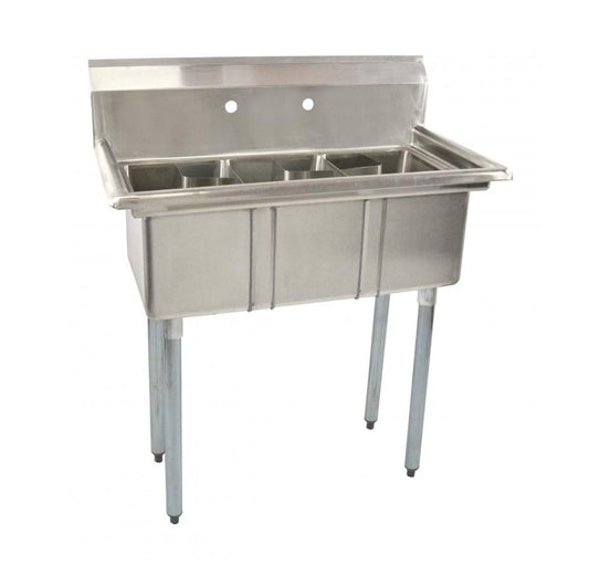 Omcan 39761, 10″ x 14″ x 10″ Stainless Steel Space Saver Sink with No Drain Board with Corner Drain