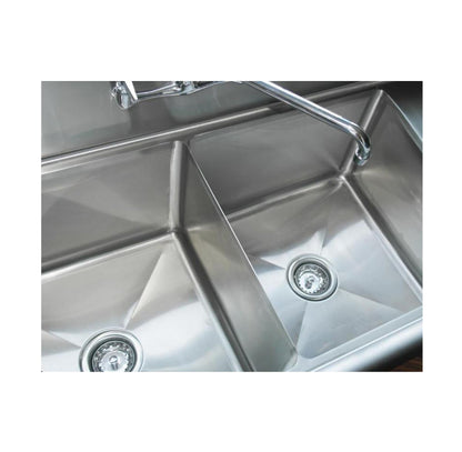 Omcan 43789. 24″ x 24″ x 14″ Three Tub Sink with 3.5″ Center Drain and Two Drain Boards