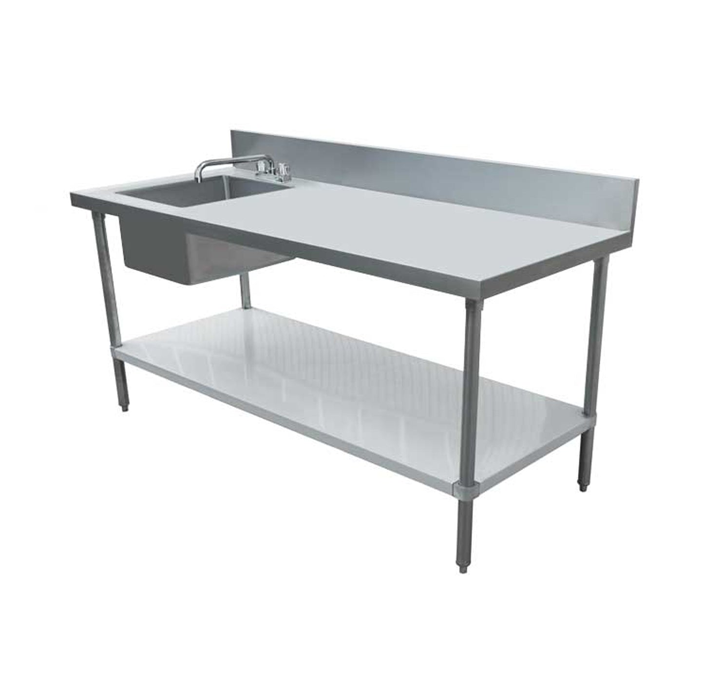 Omcan 43231, 30″ x 60″ All Stainless Steel Table with Left Sink and 6″ Backsplash