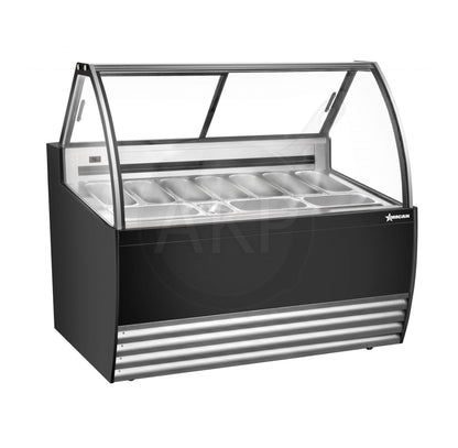 Omcan FR-CN-00010B, 55″ Gelato Display Showcase (Black Exterior) with 10 Pans