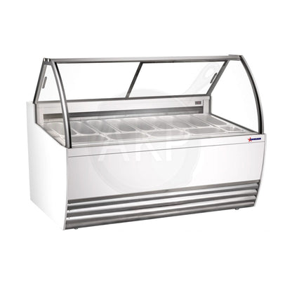 Omcan FR-CN-00013W, 69.5″ Gelato Display Showcase (White Exterior) with 13 Pans