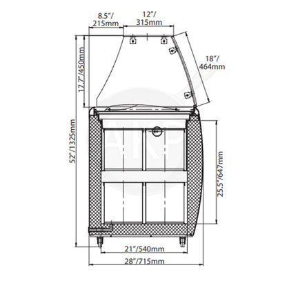 Omcan FR-CN-0360-S, 50" Ice Cream Dipping Freezer with Flat Sneeze Guard