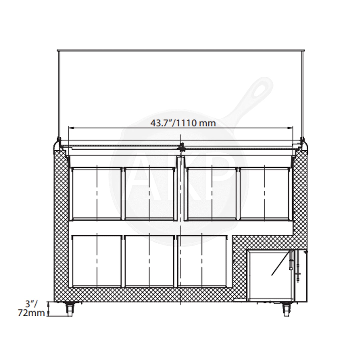 Omcan FR-CN-0360-S, 50" Ice Cream Dipping Freezer with Flat Sneeze Guard