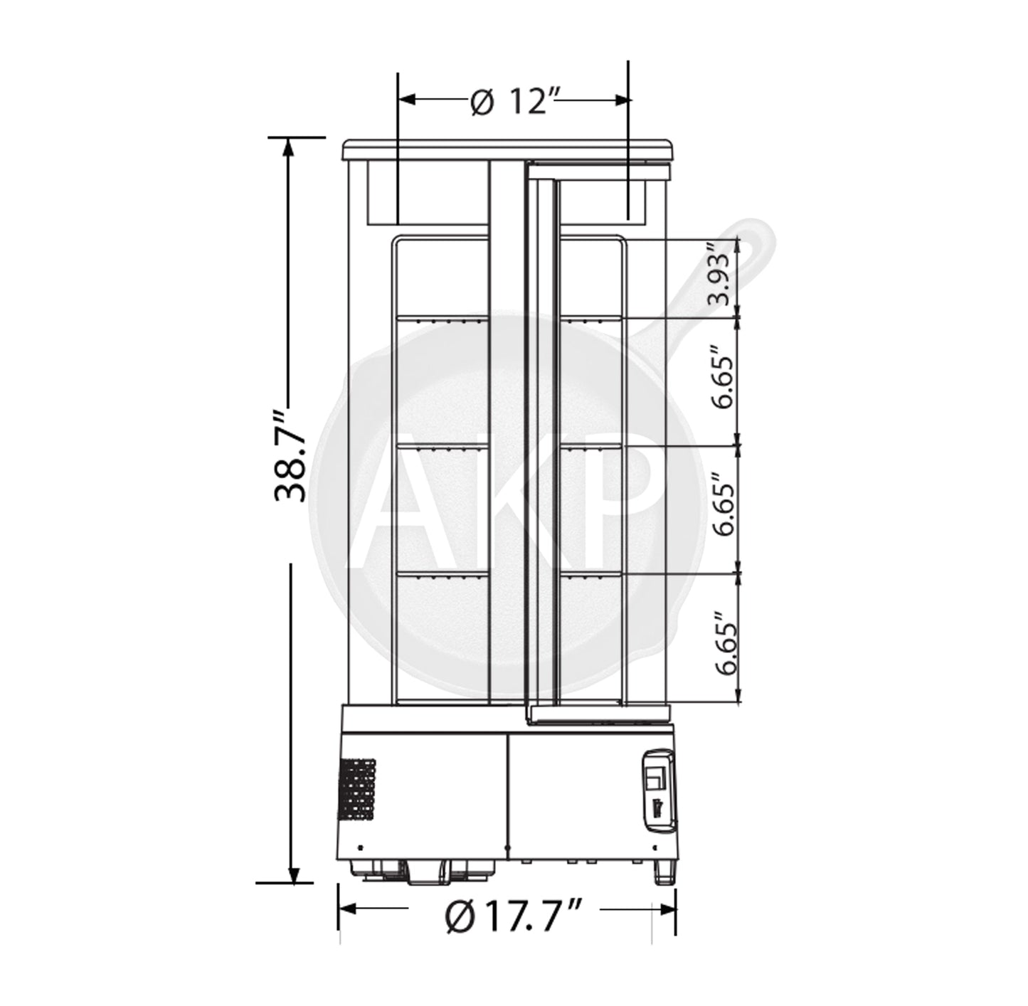 Omcan RS-CN-0072-R, 18" Countertop Cylinder Refrigerated Display Showcase with 72 L capacity