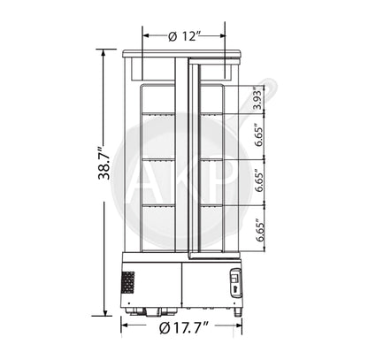 Omcan RS-CN-0072-R, 18" Countertop Cylinder Refrigerated Display Showcase with 72 L capacity