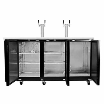 Saba - SDD-24-72, Commercial 72″ 3 Solid Door Beer Dispenser Refrigerator with (2) Double Tap