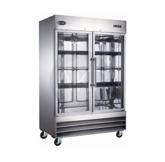 Saba - S-47FG, Commercial 54' 2 Glass Door Reach-In Freezer Stainless Steel 47 Cu.ft.