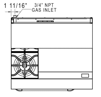 Dukers - DCR36-2B24GM, Commercial 36" Oven Range 2 Burners with removable Griddle 3/4″ steel plate Natural Gas