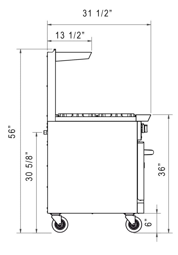 Dukers - DCR36-2B24GM, Commercial 36" Oven Range 2 Burners with removable Griddle 3/4″ steel plate Natural Gas