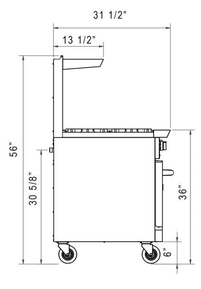 Dukers - DCR36-2B24GM, Commercial 36" Oven Range 2 Burners with removable Griddle 3/4″ steel plate Natural Gas