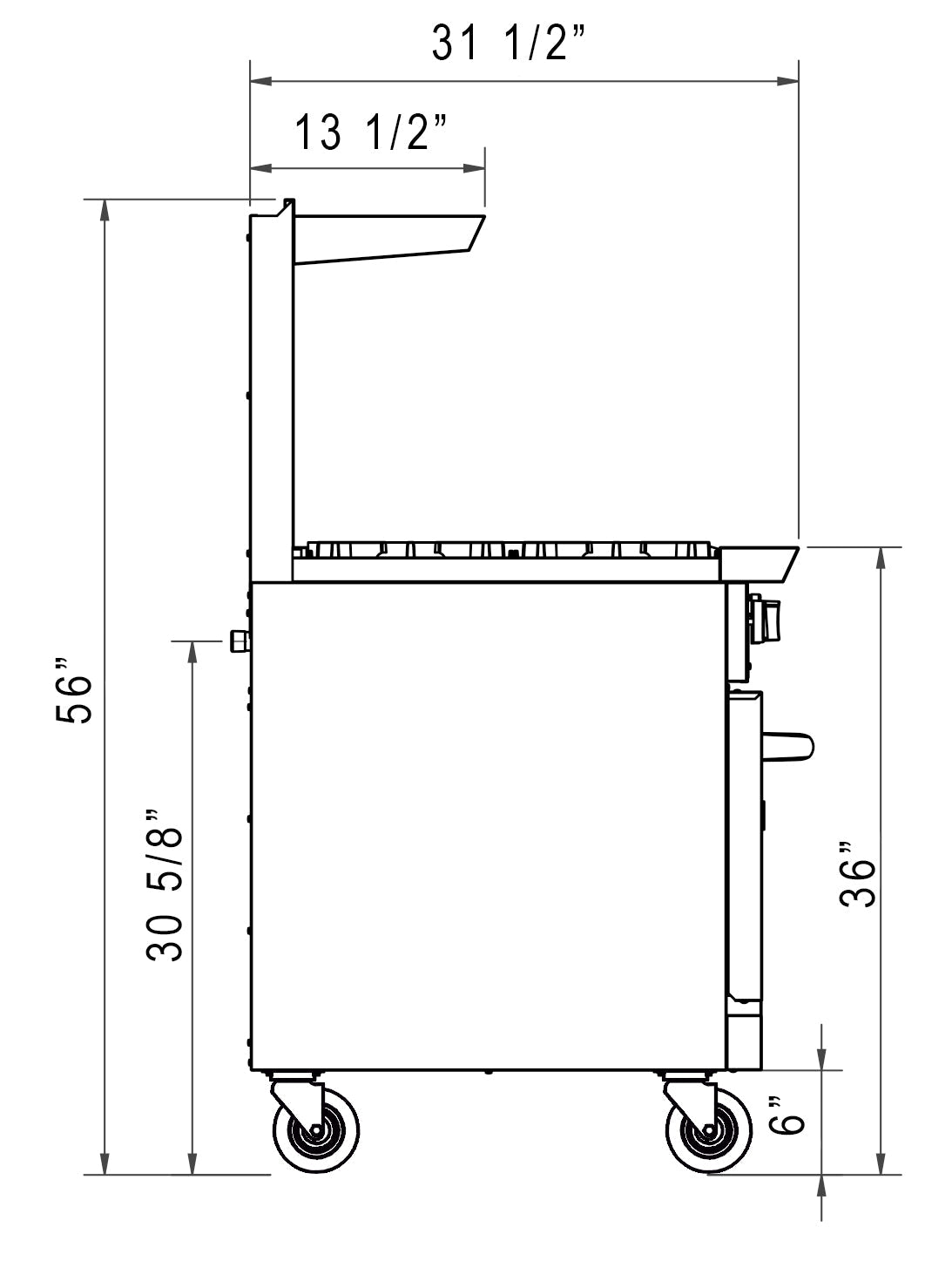 Dukers - DCR36-4B12GM, Commercial 36" Oven Range 4 Burners and Griddle with removable, 3/4″ steel plate Natural Gas