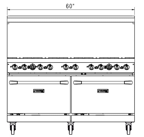 Dukers - DCR60-10B, Commercial 60" Oven Range 10 Burner Natural Gas