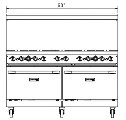 Dukers - DCR60-10B, Commercial 60" Oven Range 10 Burner Natural Gas