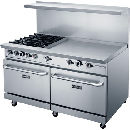 Dukers - DCR60-4B36GM, Commercial 60" Oven Range 4 Burner and 36" Griddle Natural Gas